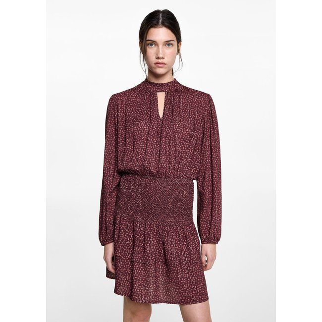 Robe imprimée Fil textile grenat <span itemprop=