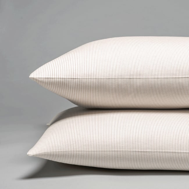 Taie d'oreiller oxford en coton tissé 120 fils - 300tc BIARRITZ blanc | beige <span itemprop=