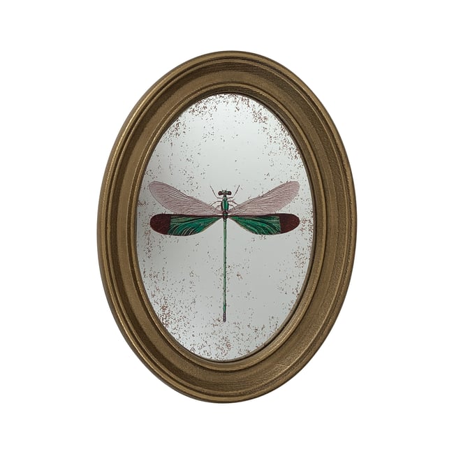 Déco murale encadrée libellule  20x30cm Couleur or <span itemprop=