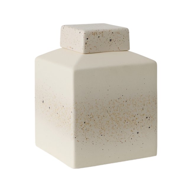 Boîte céramique déco moucheté 20 cm - SELENE Couleur blanc <span itemprop=