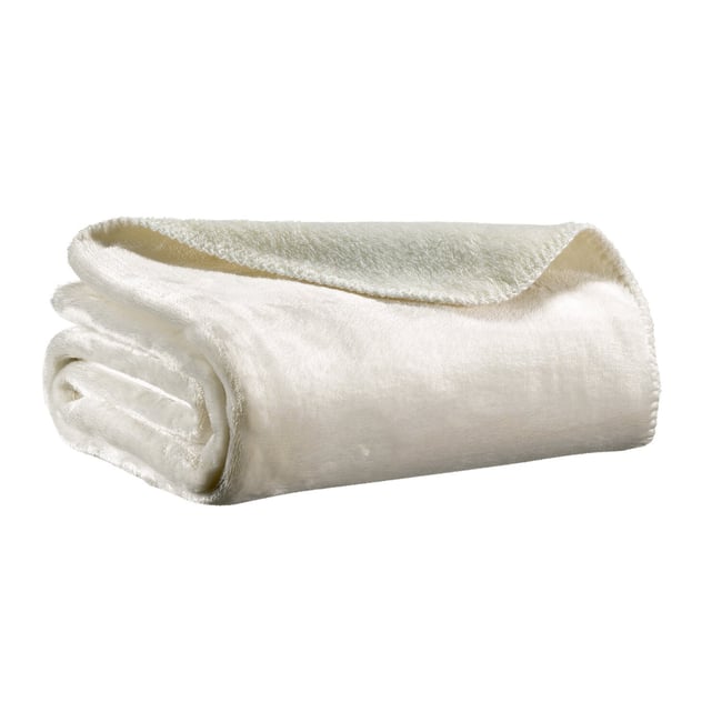 Plaid 100%polyester ivoire <span itemprop=