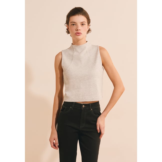 Top manches courtes avec coton AMBRE TOP gris clair <span itemprop=