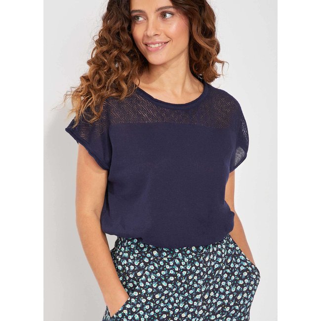 Top coton ajouré maille MANTRAS - LA FIANCÉE