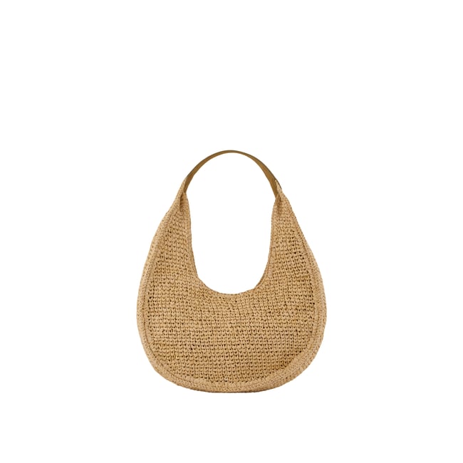 Sac demi-lune raphia tressé Allane naturel <span itemprop=