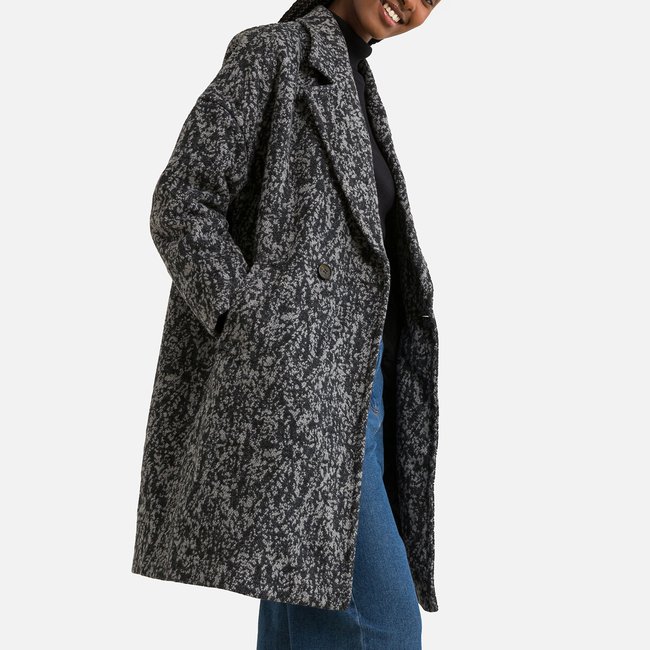 Cappotto lungo con bottoni grigio / nero SEE U SOON