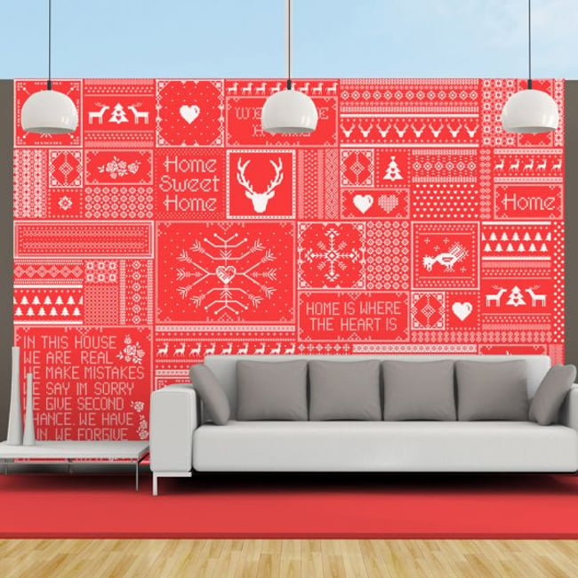 Papier peint intissé panoramique Textes Norwegian composition Couleur blanc <span itemprop=