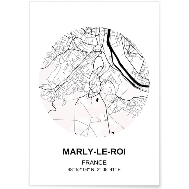 Affiche Carte Marly-le-Roi Couleur blanc <span itemprop=