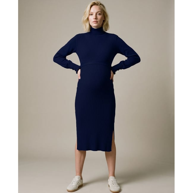 Robe de grossesse et d'allaitement Adriana marine <span itemprop=
