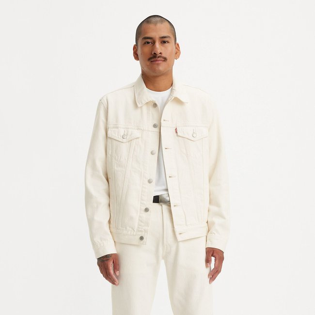 Veste trucker ecru <span itemprop=