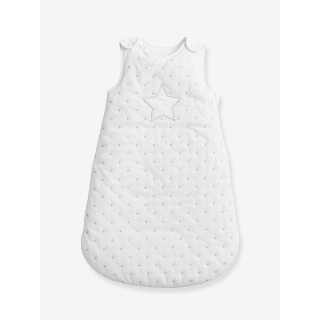 Gigoteuse sans manches PLUIE D'ETOILES blanc imprimé <span itemprop=