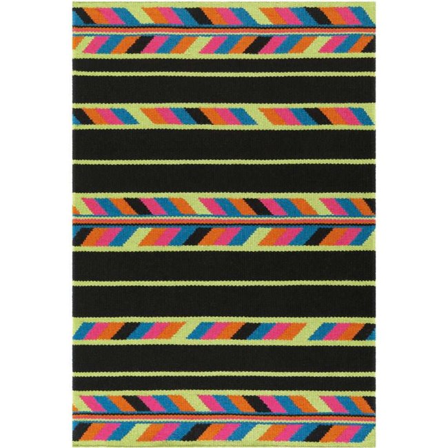 Tapis en laine rectangulaire moderne Couleur multicolore, noir <span itemprop=