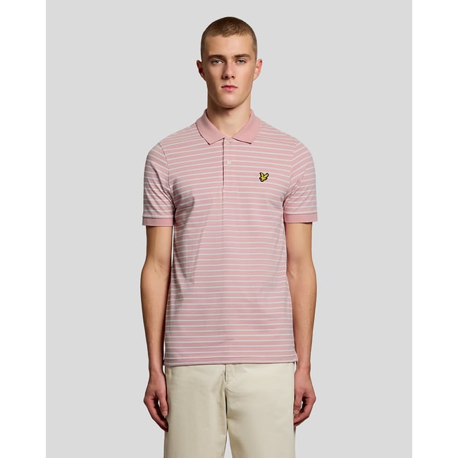 Polo en piqué Breton rose pamplemousse/ blanc <span itemprop=