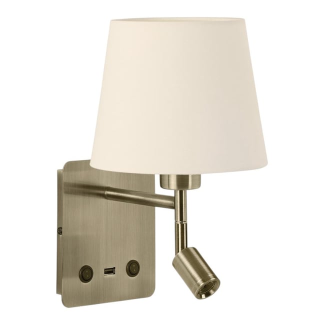 Applique Tête De Lit Laiton patiné Lampe Et Liseuse Room2 Usb-C Couleur laiton <span itemprop=