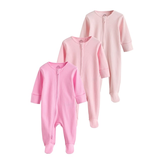 Dors-bien à zip double sens bébé, lot de 3 rose <span itemprop=