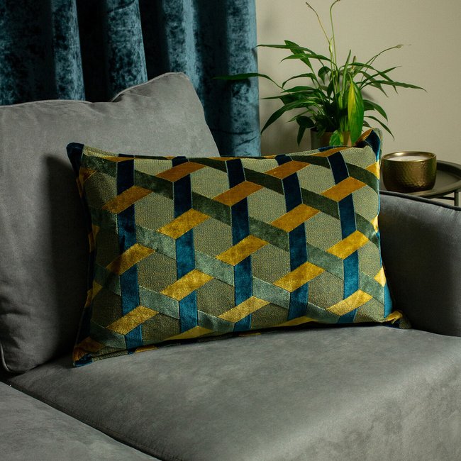 Delano Filled Cushion 40x60cm, teal, PAOLETTI