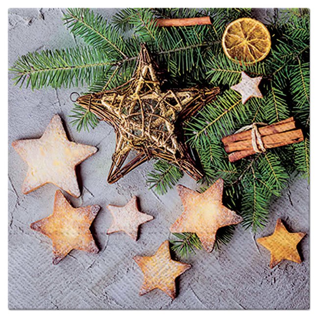 Lot de 20 serviettes papier Gateau de noel multicouleur <span itemprop=