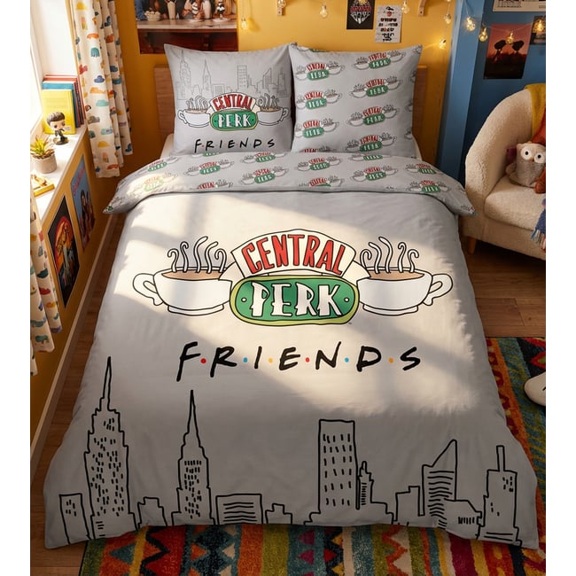 Parure de Lit Double, Textile Oeko-Tex, Imprimée Réversible, Lit 2 places, CENTRAL PARK gris <span itemprop=
