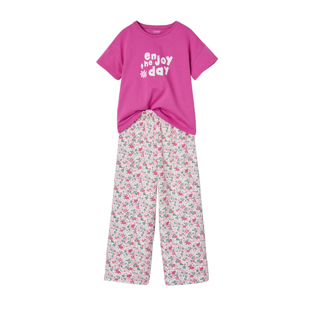 Ensemble T-shirt + pantalon large violet <span itemprop=
