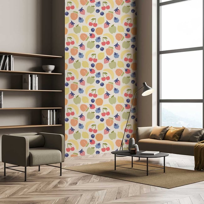 Papier peint tutti frutti Couleur intissé <span itemprop=