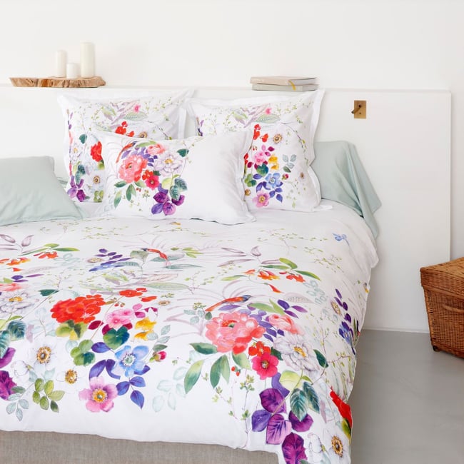 Housse De Couette   Satin De Coton - CARMEN fleurs <span itemprop=