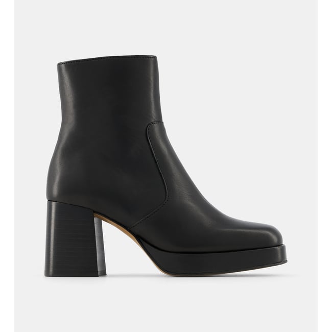 Bottines à plateforme celma cuir noir <span itemprop=