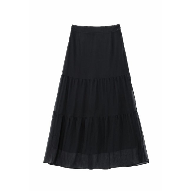 Langer Rock aus Crêpe de Chine schwarz <span itemprop=