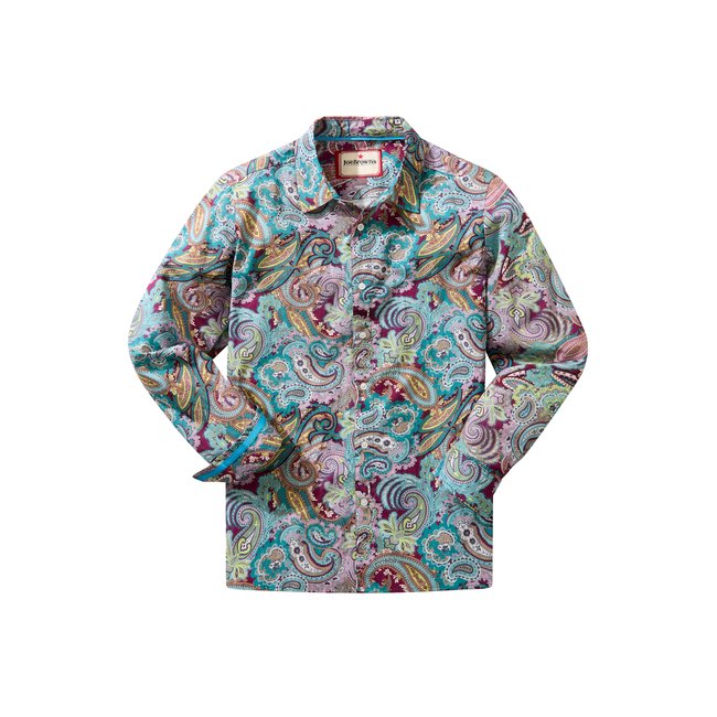 Chemise à manches longues imprimé cachemire affirmé violet <span itemprop=