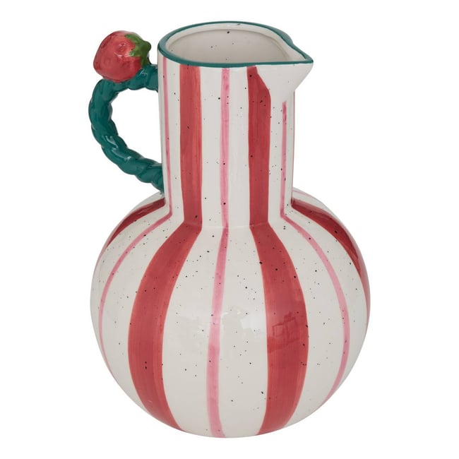 Vase avec anse en grès FRUITY Couleur multicolore <span itemprop=