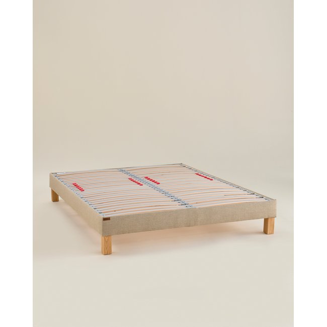 Sommier à lattes apparentes en lin Couleur lin naturel <span itemprop=