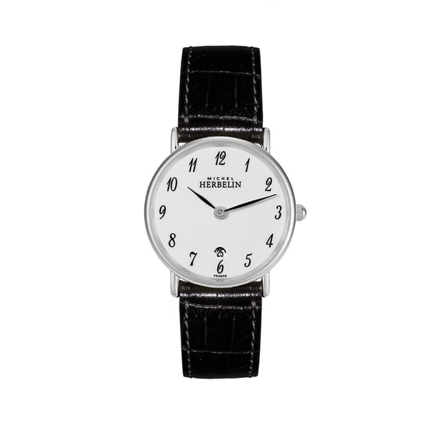 Montre Analogique  CLASSIQUES argenté blanc noir <span itemprop=