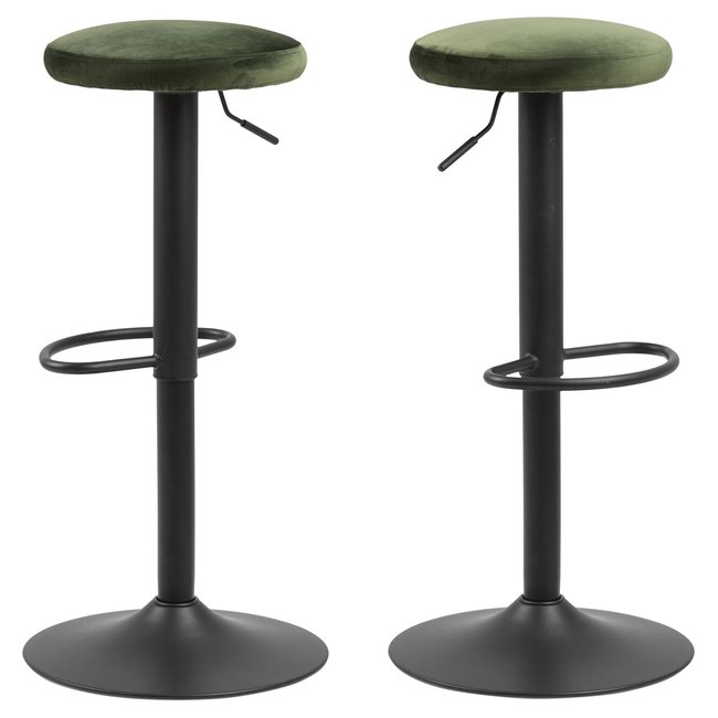 Lot de 2 tabourets de bar avec hauteur réglable en tissu et métal FINCH - TOILINUX