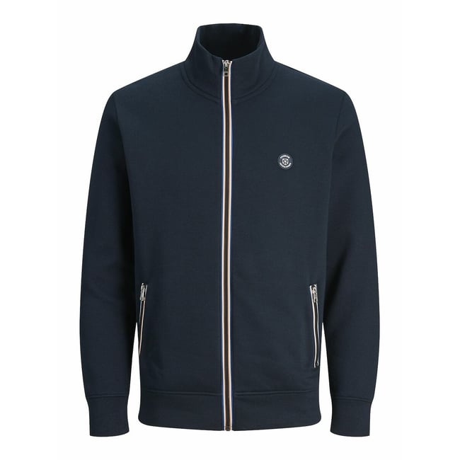 Sweat zippé col montant bleu marine <span itemprop=