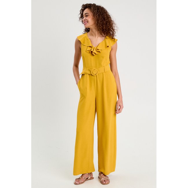Combinaison pantalon ceinturée jaune citron <span itemprop=