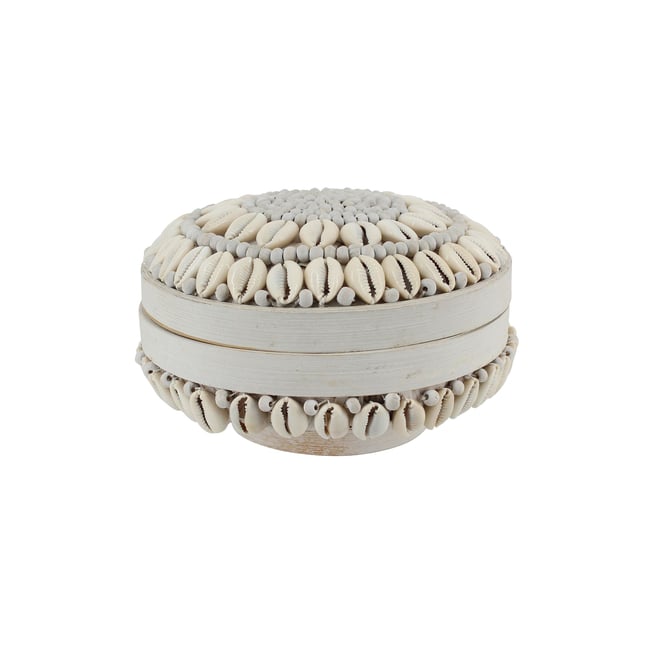 Boîte en bambou et coquillages Couleur blanc <span itemprop=