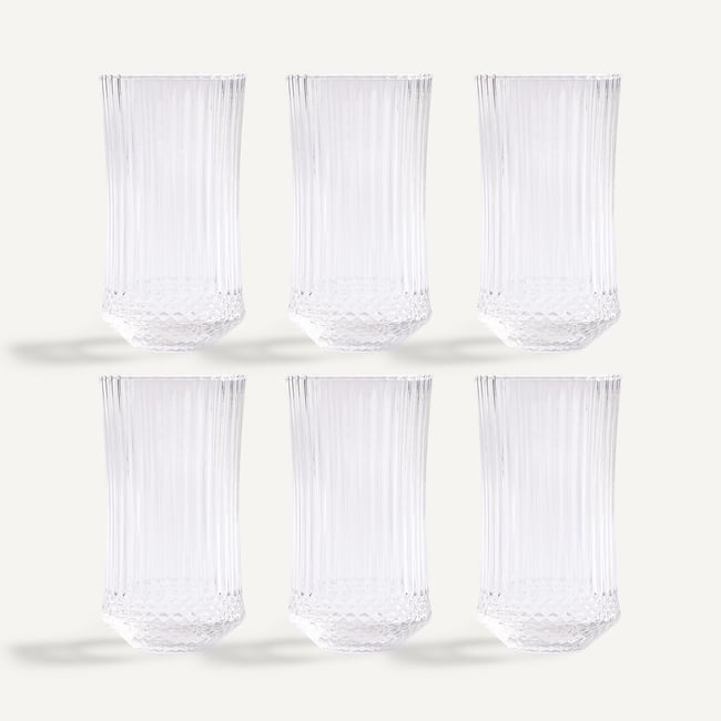 Lot de 6 verres à jus, en verre ciselé, ALUR transparent <span itemprop=