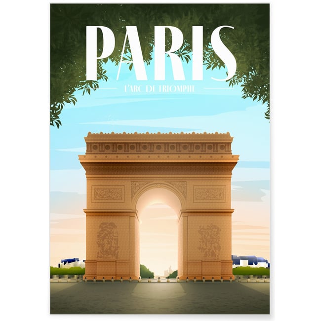 Poster ville de Paris : Arc de Triomphe Couleur blanc <span itemprop=
