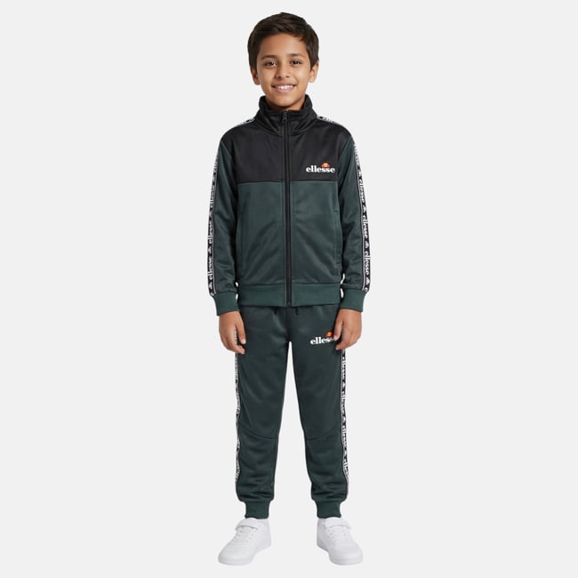 Ensemble veste zippée col montant et pantalon de jogging TRACK vert foncé <span itemprop=