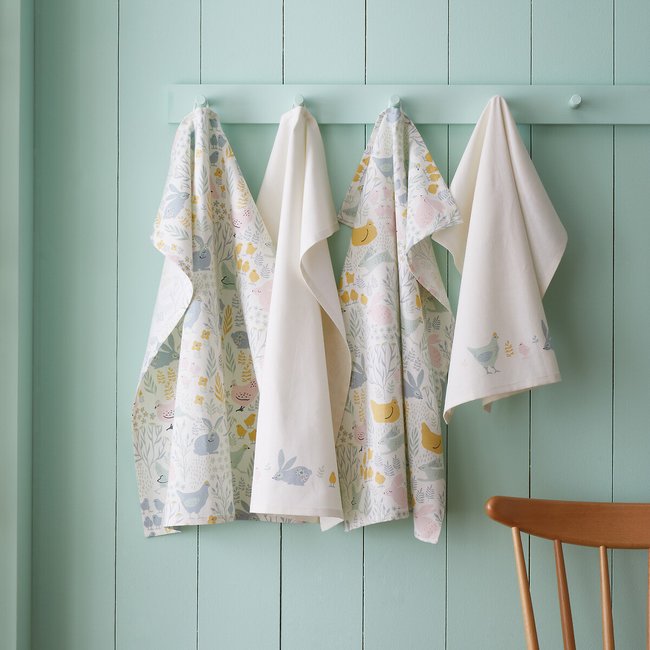 Cottage Friends Tea Towel Pack of 4, natural, CATHERINE LANSFIELD
