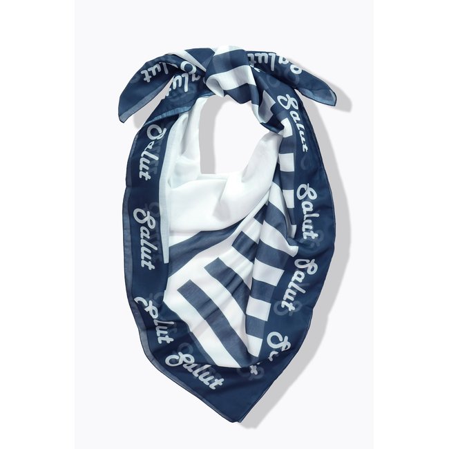 Étole carré à rayures bleu encre <span itemprop=
