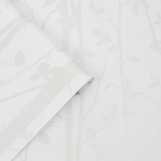 Papier peint Branches délicates en filigrane Cottonwood Couleur blanc <span itemprop=