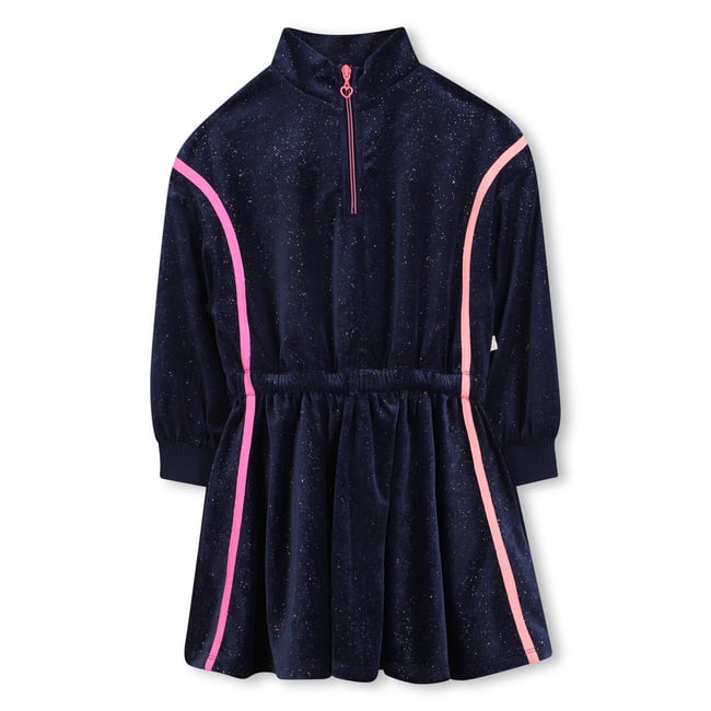 Robe en velours brillant indigo blue <span itemprop=