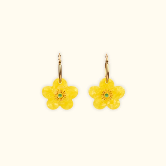 Boucles d'oreilles BOUTON D'OR jaune <span itemprop=