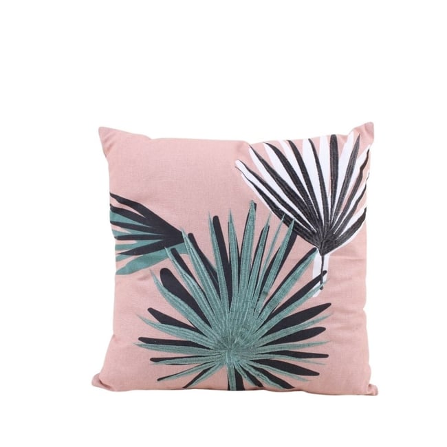Coussin en coton motif fleuris 45x45cm rose <span itemprop=