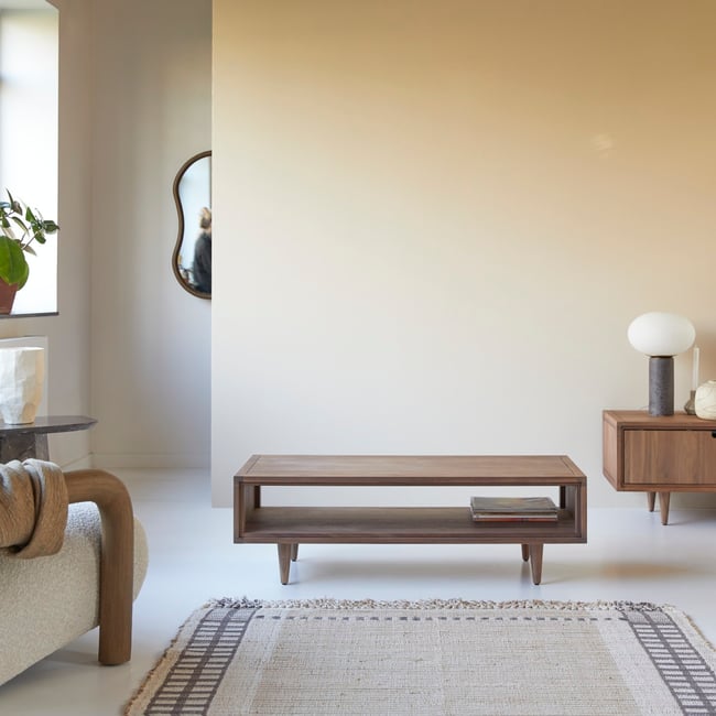 Table basse en Noyer massif, JONÀK Couleur marron foncé <span itemprop=