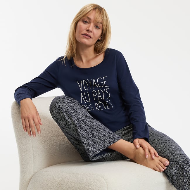 Pyjama manches longues en jersey de coton - SO'HOME