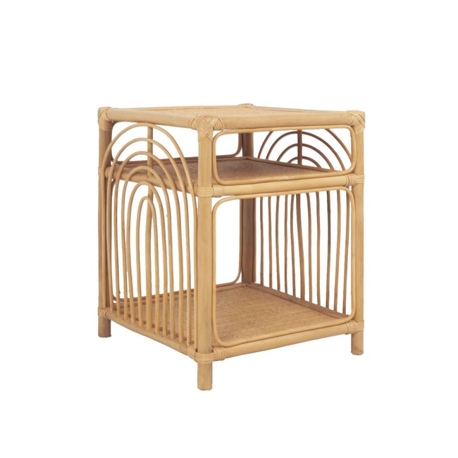 Table de chevet rotin 1 étagère 1 niche  BANDUNG Couleur naturel <span itemprop=