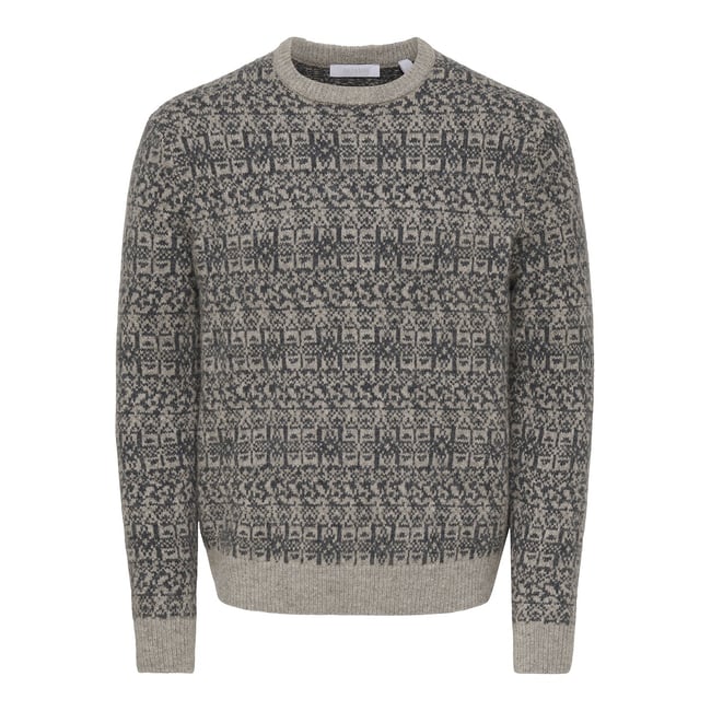 Pull col rond, en 61% laine, Nordic beige <span itemprop=