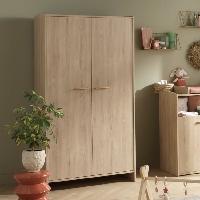 Armoire 2 portes décor bois hêtre Couleur marron <span itemprop=