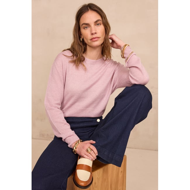 Pull fin à manches longues en cachemire PRINCE lilas <span itemprop=