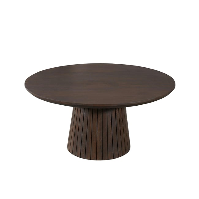 Table basse ronde bois marron à pied rainuré Ø80 cm CALERO Couleur marron <span itemprop=